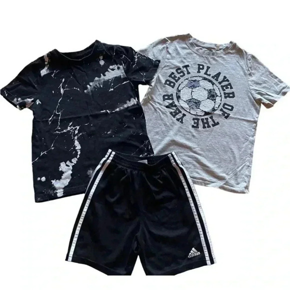 adidas Other - Adidas Black Gray Short Sleeve Soccer Tshirts and Pants Boys Bundle SZ 7 #1206